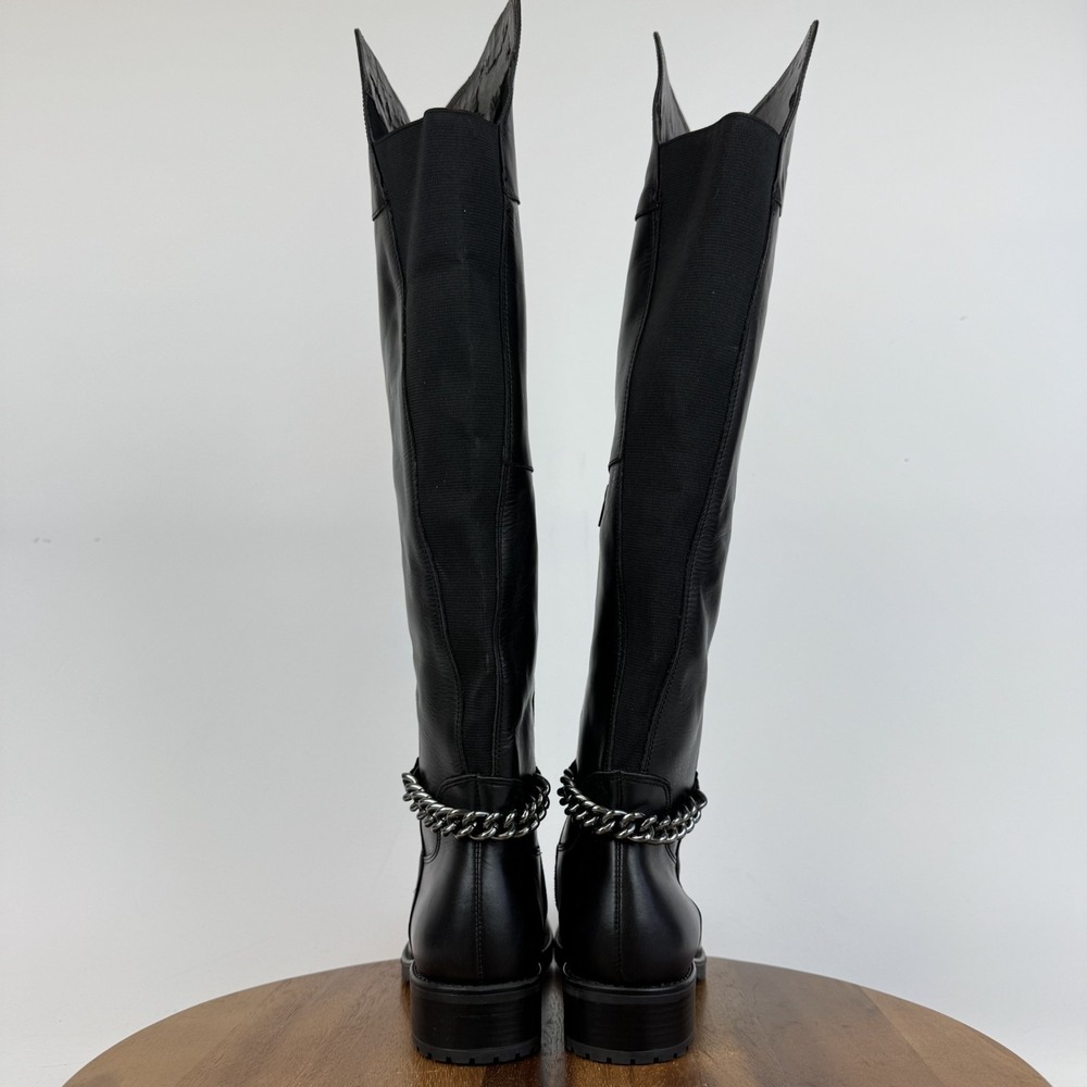Womens Kurt Geiger London Vito Black Leather Chain Over The Knee Boots Size 8.5 - Picture 6 of 9